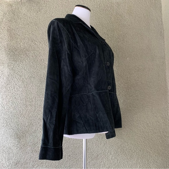 “Brandon Thomas” Soft Black Suede Leather Jacket size L - Picture 3 of 11